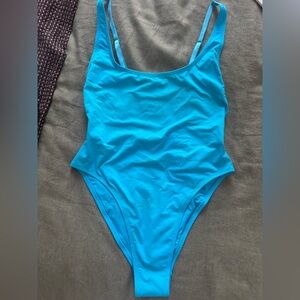 SKIMS Bright Aqua Scoop One-Piece swim